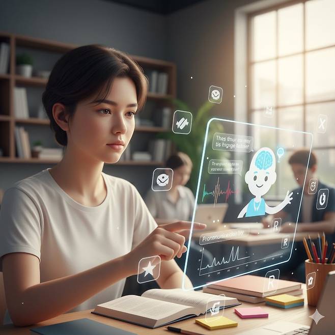 AI를 활용해 외국어를 공부하는 모습. /구글 제미나이 생성