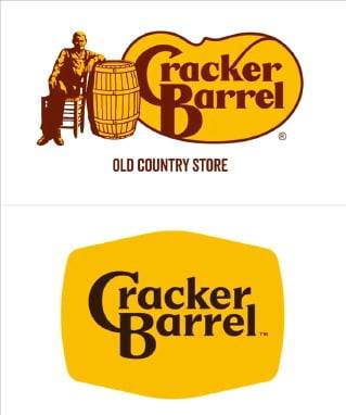 크래커배럴의 기존 로고(위)와 지난 19일 공개한 새 로고(아래). /X 캡처