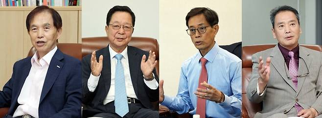 왼쪽부터  이광형 국가지식재산위원회 위원장, 백만기 김앤장법률사무소 변리사, 정상조 서울대 법학전문대학원 교수, 노성열 한국지식재산기자협회장. [사진=한주형 기자]