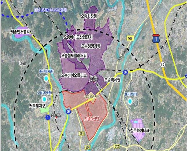 오송 제3생명과학 국가산업단지 위치도 ⓒ충북도 제공