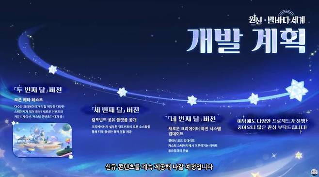 콘텐츠 크리에이터 기능인 별바다 세계