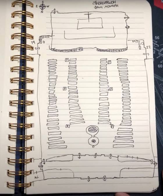 로빈 웨스트먼이 촬영하고 유튜브에 게시한 영상에서 범행장소인 학교의 배치도 스케치를 공개했다. [사진=로이터/연합뉴스]