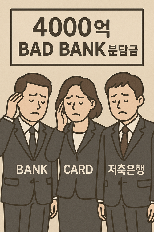 배드뱅크 분담금 관련 골머리를 앓고 있는 금융권과 관련해 챗GPT가 제작한 이미지 <챗GPT>