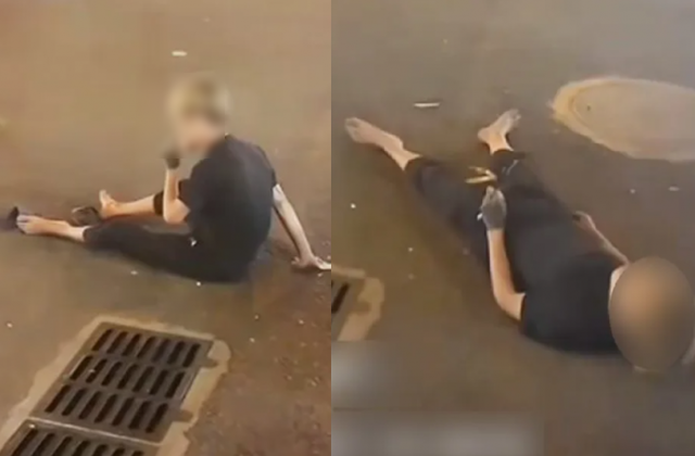 좀비담배로 인해 이상행동을 보이는 모습. 틱톡.