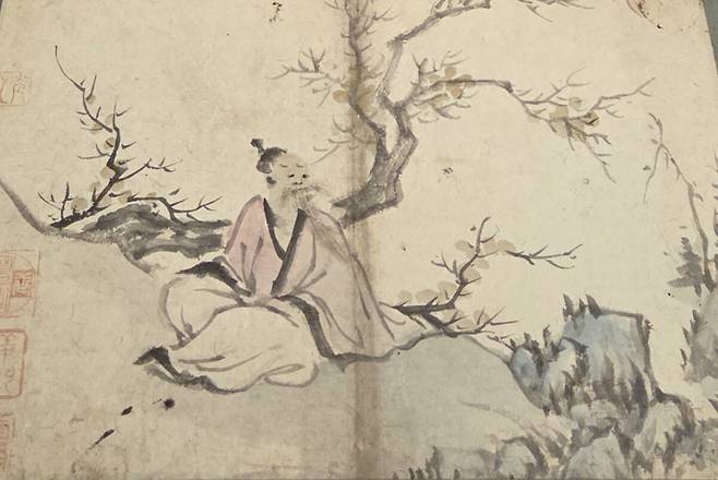 강세황의&nbsp;‘노인관수’.