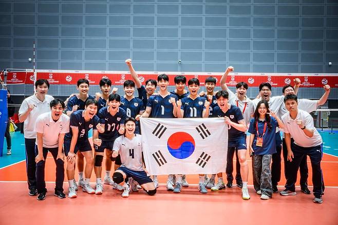 이집트 꺾은 한국 21세 이하 남자 배구 대표팀 [국제배구연맹 홈페이지 캡처. 재판매 및 DB 금지]