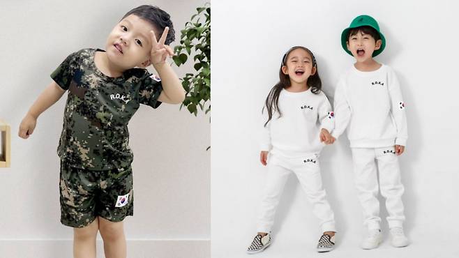 다양한 로카티 상하복을 입은 유아 모델들. /인터넷 커뮤니티