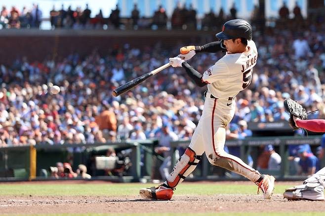 <yonhap photo-4948=""> 이정후가 6경기 연속 안타에 실패했다. 사진은 29일 볼티모어전 타격 모습. Ezra Shaw/Getty Images/AFP (Photo by EZRA SHAW / GETTY IMAGES NORTH AMERICA / Getty Images via AFP)/2025-08-29 07:08:59/ <저작권자 ⓒ 1980-2025 ㈜연합뉴스. 무단 전재 재배포 금지, AI 학습 및 활용 금지></yonhap>