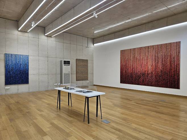 View of post-"Conjunction" works by Ha Chong-hyun and archival materials at Ha Chong-Hyun Art Center in Paju, Gyeonggi Province (Park Yuna/The Korea Herald)