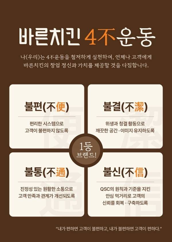 바른치킨 4불운동 포스터. [사진 = 이루에프씨 제공]