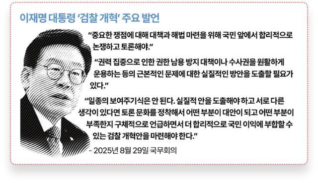 이재명 대통령 ‘검찰 개혁’ 주요 발언. 그래픽=송정근 기자