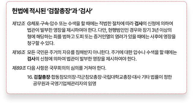 헌법에 적시된 '검찰총장'과 '검사'. 그래픽=송정근 기자