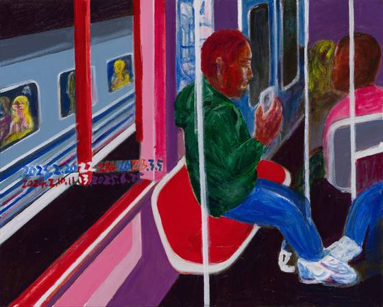 지하철 풍경을 통해 현대인의 고독을 그린 서용선의 작품 ‘브루클린 ⓝ5’. [사진 피비갤러리]