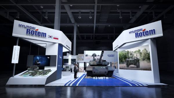 폴란드 현지시간으로 2~5일 폴란드 키엘체에서 열리는 ‘제33회 폴란드 국제방산전시회(MSPO)’현대로템 전시관 전경. 현대로템 제공