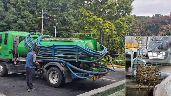 2일 기자가 찾은 대전위생처리장에서 분뇨에 섞인 물티슈 등을 거르는 거름망에 이물질이 상당히 막혀 있다. 처리공정 중 가장 마지막 단계에서도 이정도 발생하고 있다.&nbsp; (사진=이승찬 수습기자)