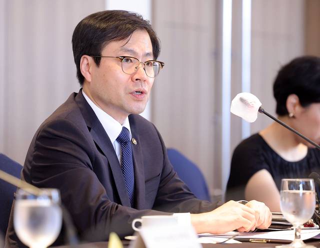 인사말하는 여한구 산업통상자원부 통상교섭본부장 [연합뉴스]