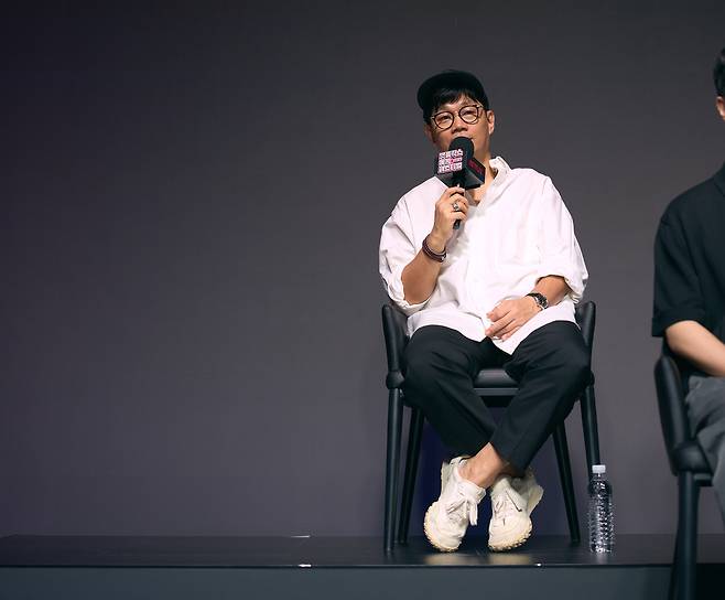 ″The Devil's Plan″ producer Jeong Jong-yeon speaks during a Netflix press event for unscripted series held in Jongno District, central Seoul, on Sept. 2. [NETFLIX]