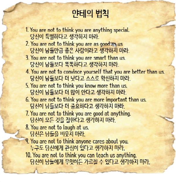 ▲'얀테의 법칙' 자료사진. ⓒ복지국가소사이어티