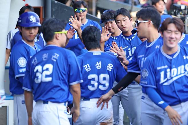 삼성은 지난달 15일부터 승률 1위를 기록하며 8월을 마무리했다. 박진만 감독의 미팅 이후 선수단은 각성하며 분위기를 끌어올렸다. 사진제공｜삼성 라이온즈