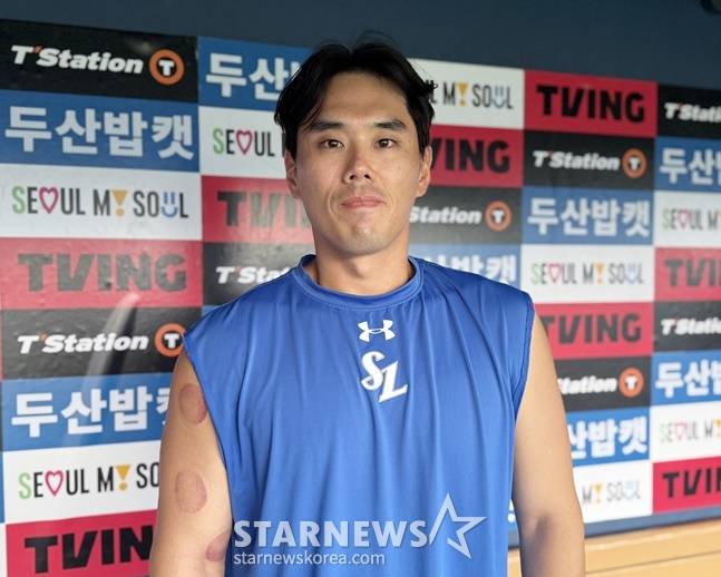 삼성 김재윤이 스타뉴스와 인터뷰를 하고 있다. /사진=양정웅 기자