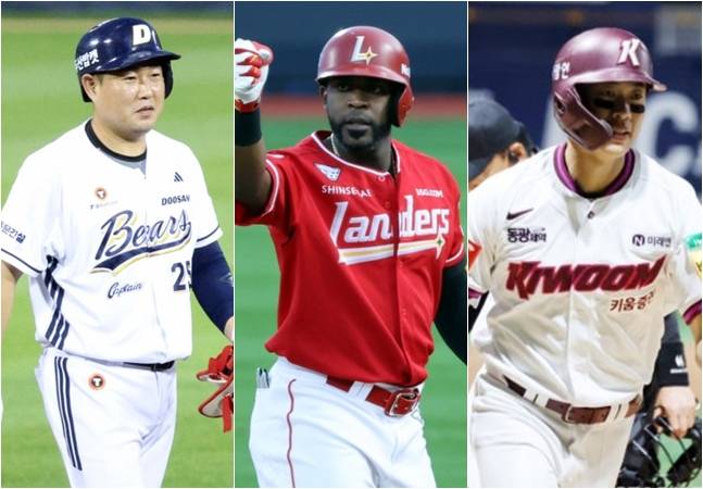 양의지(왼쪽부터), 에레디아, 송성문. /사진=김진경 대기자, 강영조 선임기자