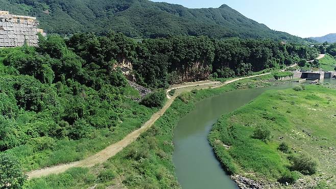 한탄강 주상절리길 테마형 거점조성 대상지 드론 촬영 사진=연천군청