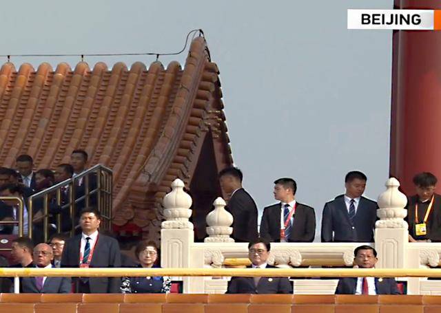 우원식 (앞줄 오른쪽 두번째) 국회의장이 3일 중국 베이징에서 열린 중국 전승절 80주년 행사에서 텐안먼 망루에 위치한 외빈석에 앉아 있다. CCTV 챕처