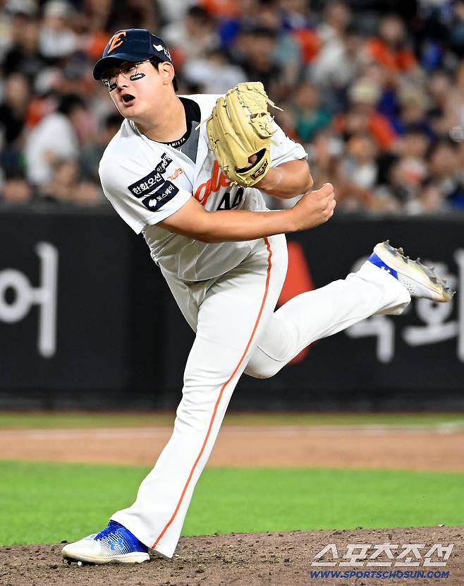 3일 대전 한화생명볼파크에서 열린 NC와 한화의 경기, 9회초 한화 김서현이 역투하고 있다.  대전=허상욱 기자wook@sportschosun.com/2025.09.03/