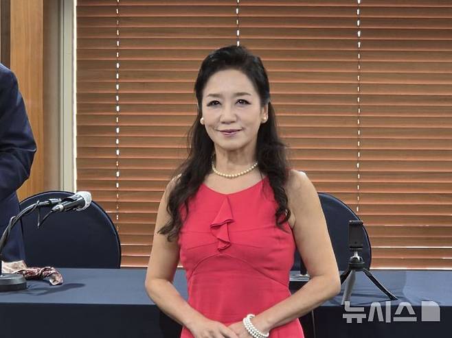 [서울=뉴시스] 조기용 기자 = 재일교포 2세 소프라노 전월선이 4일 서울 중구 한국프레스센터에서 공연을 앞두고 열린 오페라 '더 라스트 퀸' 기자간담회에 참석했다. 2025.09.04. excuseme@newsis.com