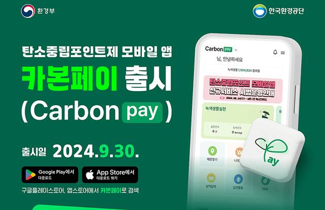 탄소중립포인트제 모바일 앱 ‘카본페이’ 홍보 이미지. 환경부