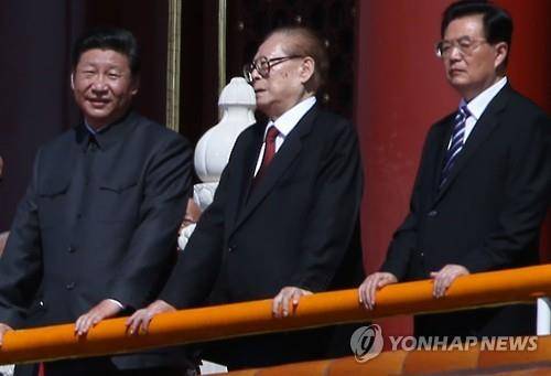 2015년 열병식 때의 시진핑, 장쩌민, 후진타오 [연합뉴스 자료사진. 재판매 및 DB금지]