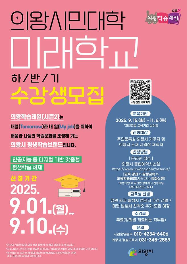 의왕학습레일 미래학교 수강생 모집 포스터=의왕시