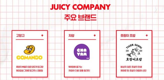 쥬씨 계열사 브랜드/사진=쥬씨주식회사