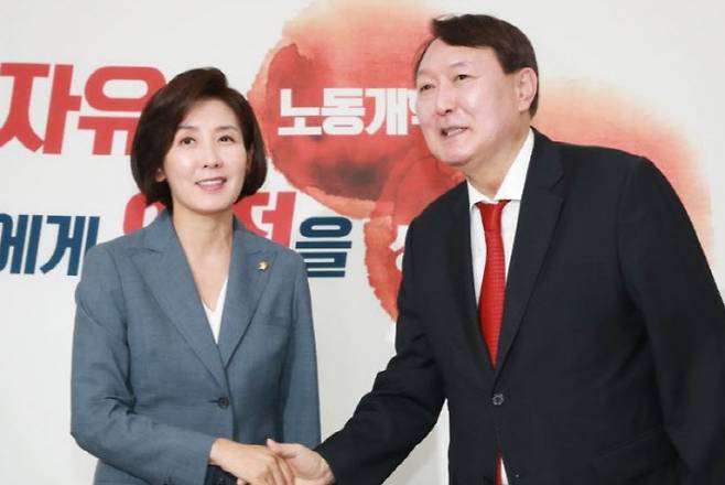 나경원 국민의힘 의원과 윤석열 전 대통령. (사진=연합뉴스)