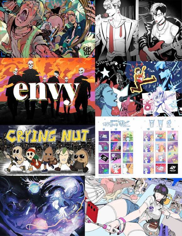 '사운드플래닛페스티벌 2025'가 웹툰 작가 8인과 협업해 와이비(YB) 크라잉넛 엔비의 데뷔 30주년을 기념한 웹툰 및 미디어아트 전시를 진행한다./롤링홀