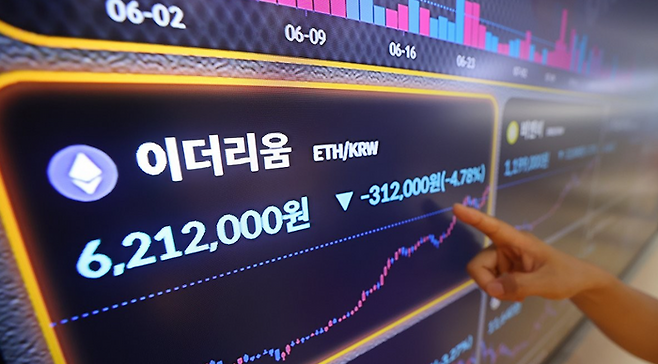 8월 26일 서울 서초구 빗썸라운지 강남 본점 현황판에 이더리움 시세가 표시되고 있다. ⓒ연합뉴스