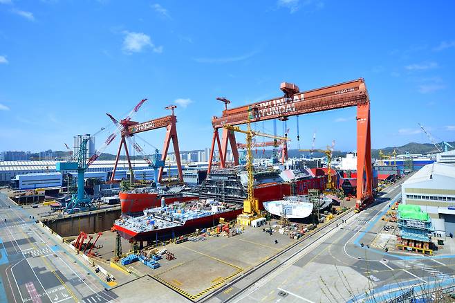 A view of HD Hyundai Heavy Industries' Ulsan shipyard [HD HYUNDAI]