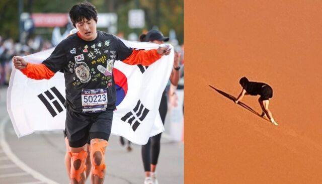 기안84가 뉴욕 마라톤에서 완주한 모습(왼쪽), '극한84' 홍보 게시물 / 기안84 인스타그램