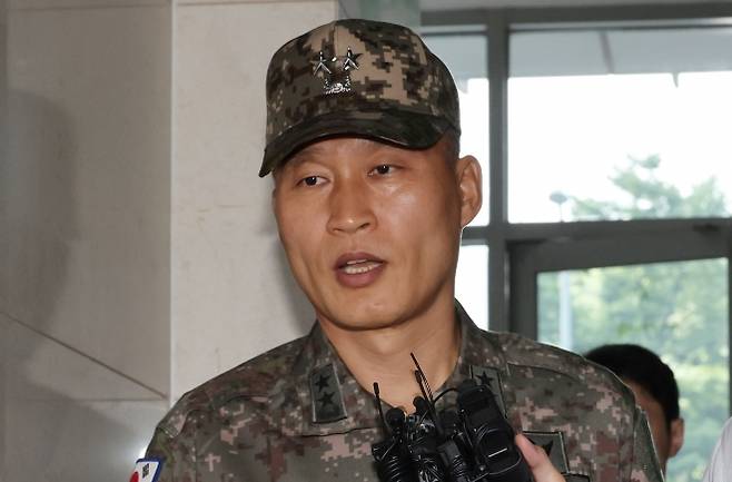 박진희 전 군사보좌관이 지난 7월 28일 서울 서초구 서초동에 위치한 채해병 특검 사무실에 출석하고 있다. 연합뉴스