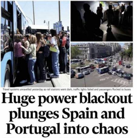 스페인 대정전 관련 외신 기사.