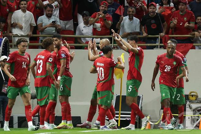 아프리카 국가 중 가장 먼저 2026 북중미 월드컵 진출을 확정한 모로코. ⓒ AFP=뉴스1