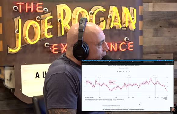 조 로건이 자신의 채널을 통해 특정 부분만 강조하면서 기후변화와 관련된 잘못된 정보를 전달해 전문가들의 비판에 직면했다. [사진=조 로건 채널 캡처]