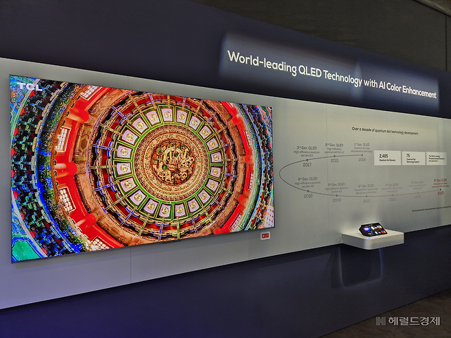 TCL은 독일 베를린에서 열린 IFA 2025 전시관에서 스스로를 “대형 스크린 미니 LED TV의 리더”라 칭하며 홍보했다. 베를린=김현일 기자.