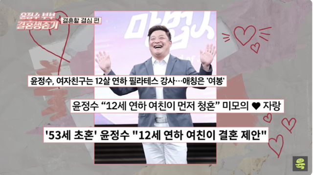 코미디언 윤정수가 최근 방송인 원자현과 오는 11월 결혼을 발표한 가운데, 예비 신부에 대한 애정을 공개적으로 드러냈다. 윤정수 유튜브 캡처