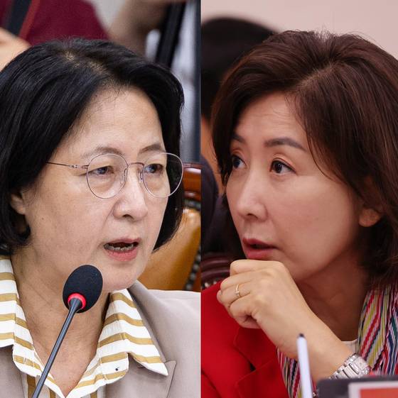 추미애 국회 법제사법위원장이 4일 서울 여의도 국회에서 열린 제429회 국회(정기회) 법제사법위원회 제2차 전체회의에서 나경원 국민의힘 의원의 초선 관련 발언에 대해 사과를 요구하고 있다. 뉴스1·연합뉴스