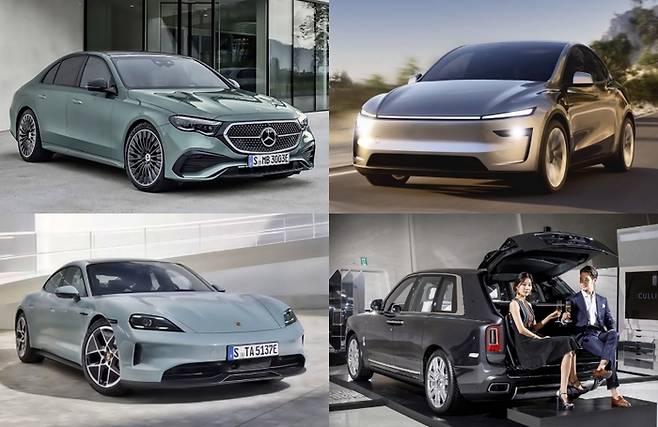 명품 계급도처럼 수입차에도 계급도가 존재한다. [사진출처=벤츠, 테슬라, 롤스로이스, 포르쉐/ 편집=최기성 매경 디지털뉴스룸 기자]