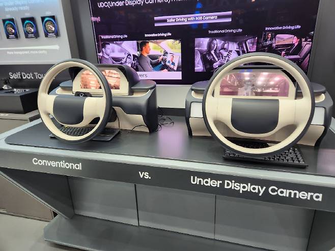 삼성디스플레이가 IAA 모빌리티 2025에서 선보인 언더디스플레이 카메라 기술  (사진=이데일리 이배운 기자)