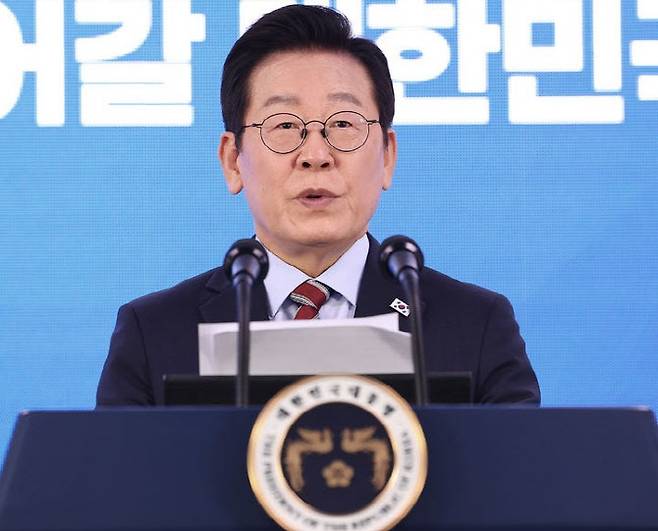 이재명 대통령이 8일 서울 중구 서울스퀘어에서 열린 대한민국, AI로 날다 국가인공지능(AI) 전략위원회 출범식에서 발언하고 있다.(사진=대통령실통신사진기자단)