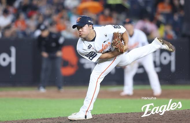 한화 정우주가 3일 대전 한화생명 볼파크에서 열린 2025 KBO리그 정규시즌 NC전에 등판해 역투하고 있다. 사진 | 한화 이글스