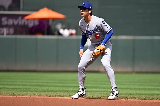 LA 다저스 김혜성이 미국 메릴랜드주 볼티모어 캠든야즈 오리올파크에서 열린 MLB 볼티모어 오리올스와의 경기 1회 2루 수비를 보고 있다. /Tommy Gilligan-Imagn Images 연합뉴스